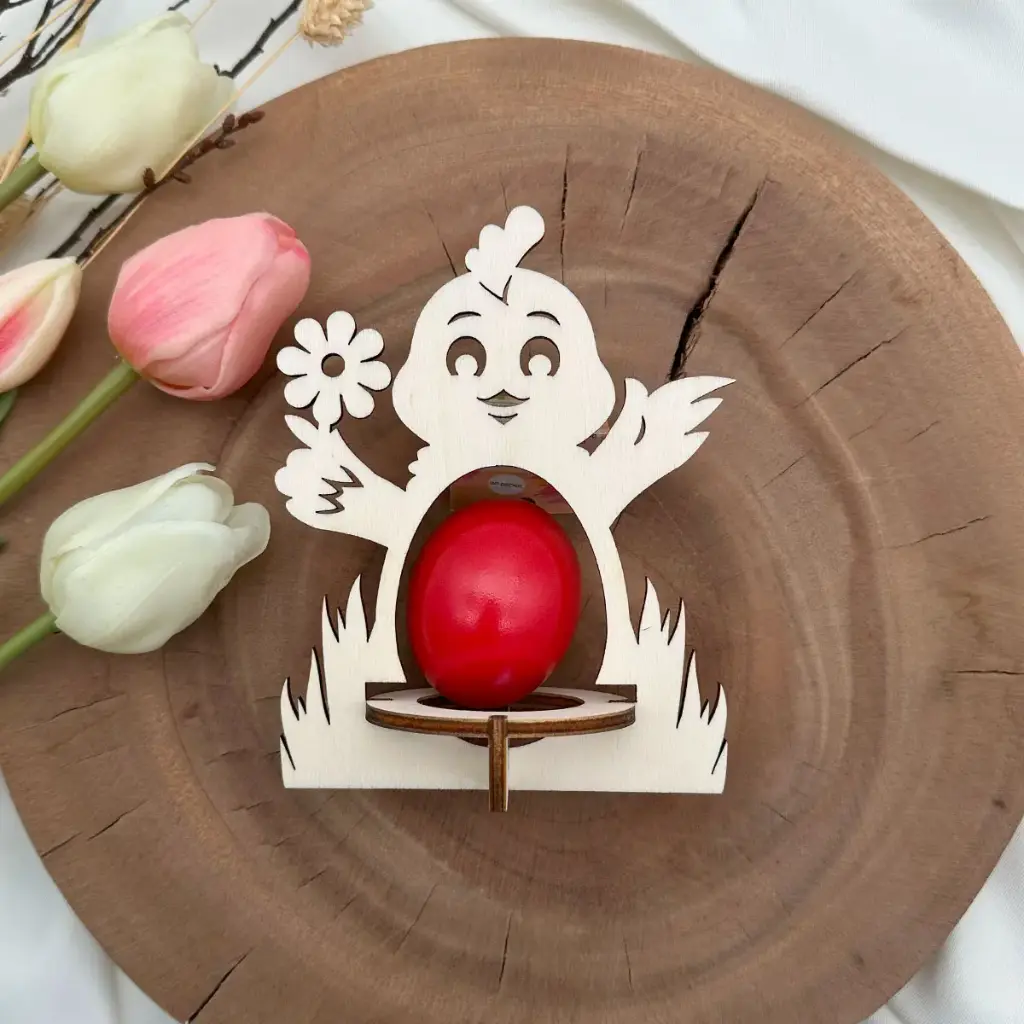 [A01451] Osterei-Halter Osterküken aus Holz – Eierhalter für Ostern