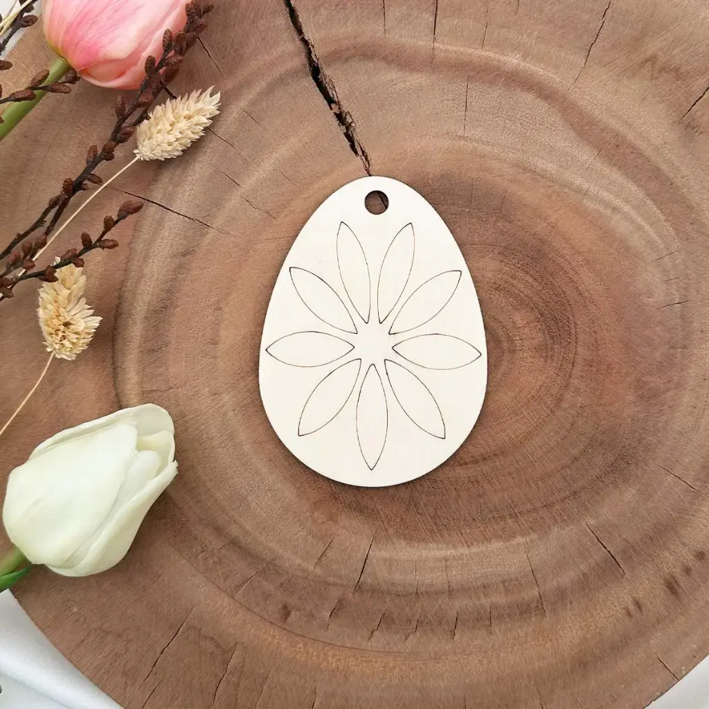 [A01465] Osteranhänger Ei mit Mandala aus Holz – kreative Osterdeko