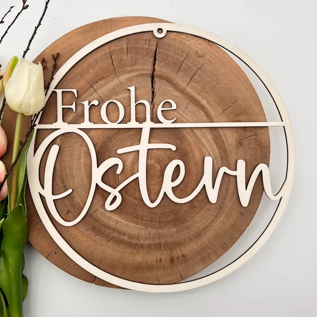 Türkranz aus Holz „Frohe Ostern“