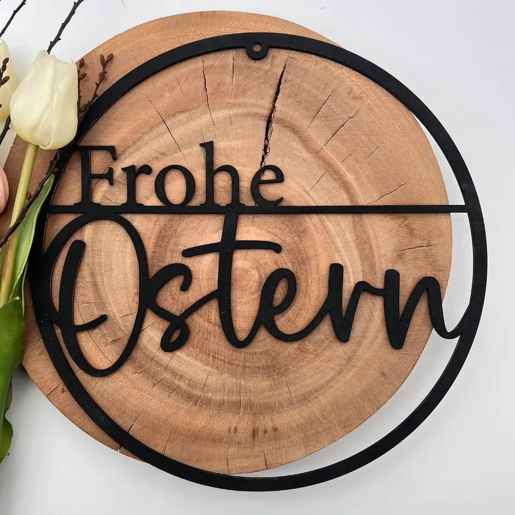 Türkranz aus Holz „Frohe Ostern“