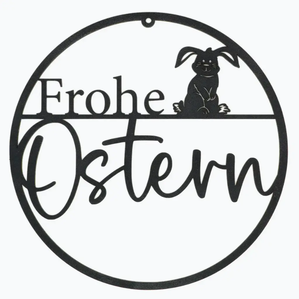 Türkranz „Frohe Ostern“ - Hasenmotiv aus Holz