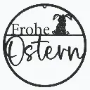 Türkranz „Frohe Ostern“ - Hasenmotiv aus Holz