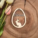 Personalisierbares Osterornament Hasensilhouette aus Holz