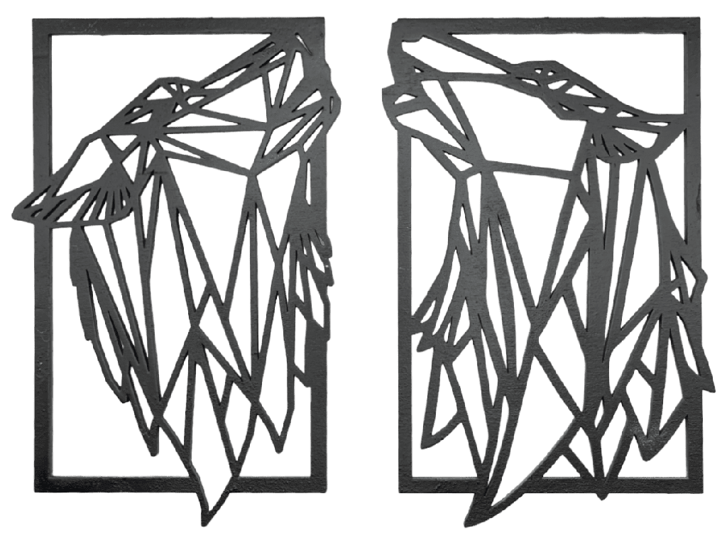 Wandbild - Wölfe im Rahmen aus Holz (Natur, 214,5 x 214,5 x 243,1 mm (bereits eingebucht im Lager - ausbuchen!))