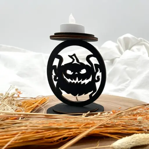Halloween Teelichthalter - Düsterer Kürbisgeist