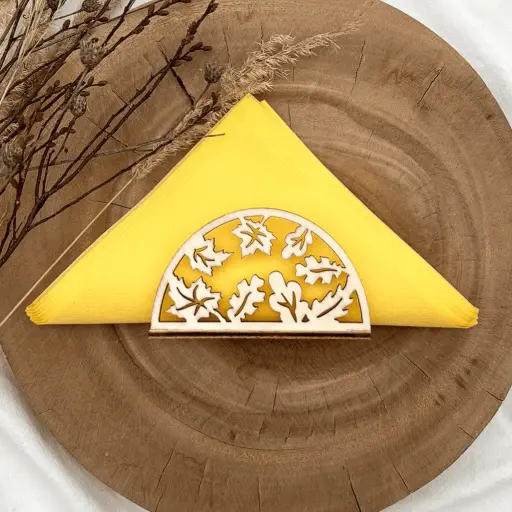 [A01274] Serviettenhalter aus Holz - Herbstlaub