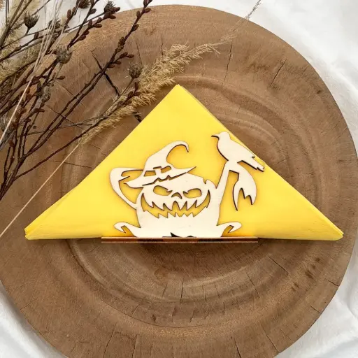 [A01270] Serviettenhalter aus Holz - Rabenfluch