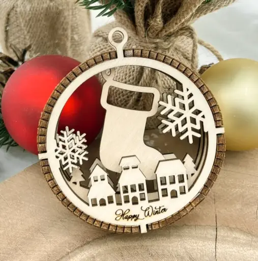 [A01181] Weihnachtsornaments 3D - Frostige Dorfidylle