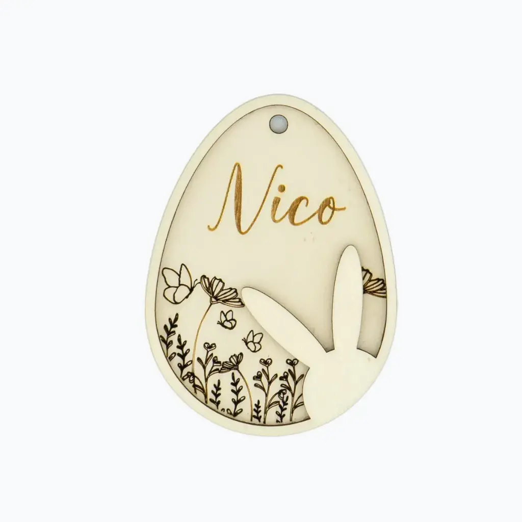 [P00044] Personalisierbares Osterornament „Frühlingshase“ 